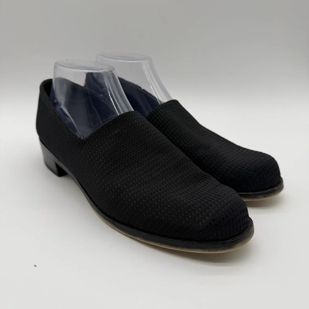 Donald J Pliner Women's Mesh Slip On Loafers Low Block Heels Black Size 9.5